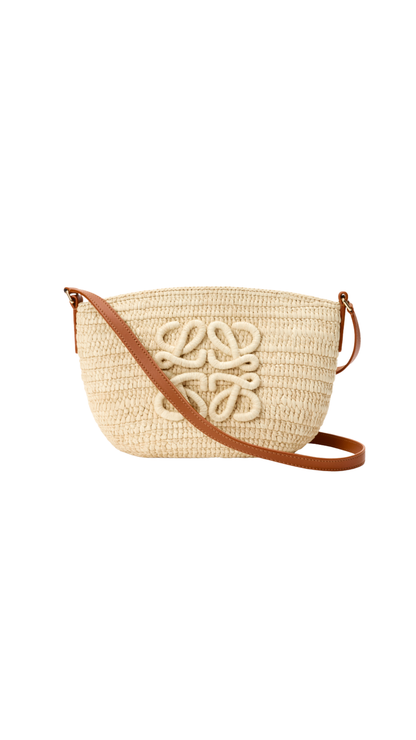 Eclipse Pochette in Natural/Tan Raffia and Calfskin
