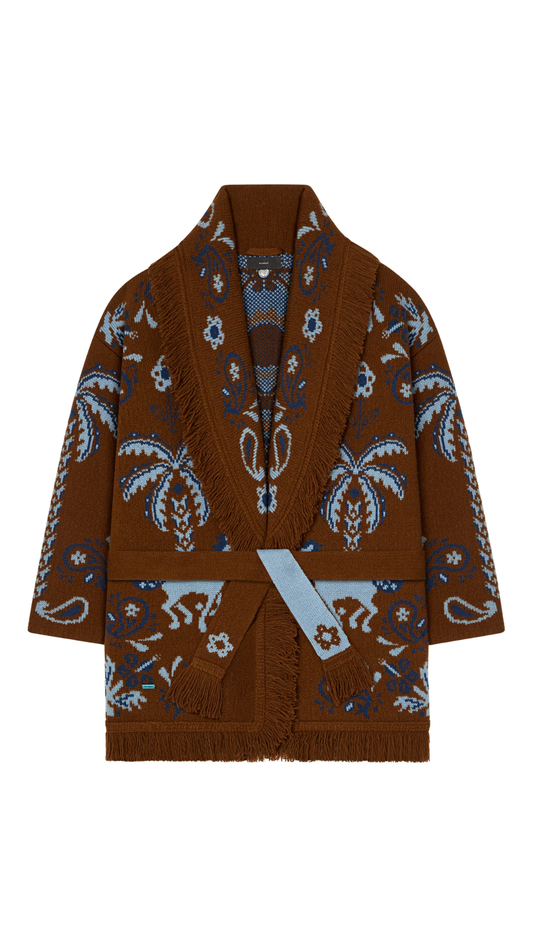 Island Roots Foulard Cardigan in Tabacco/Onda