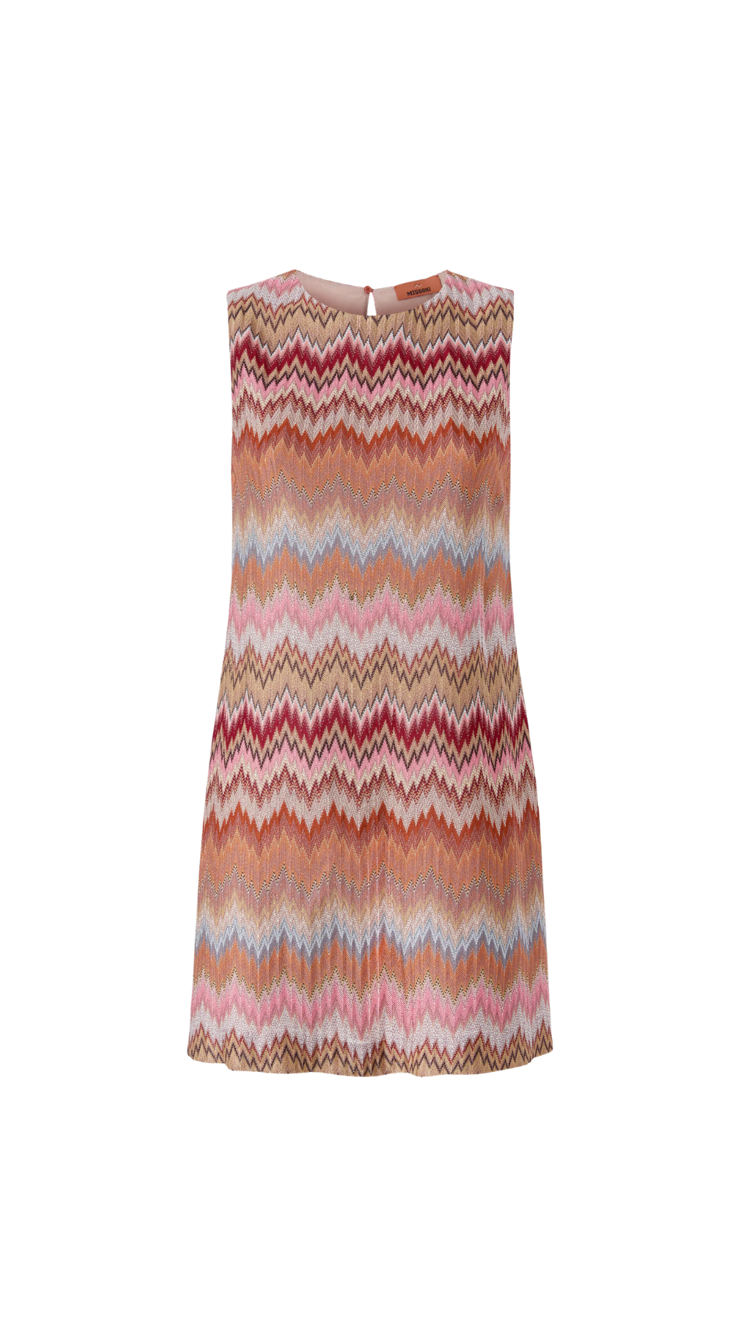 Sleeveless Viscose Chevron Mini Dress in Green & Brown