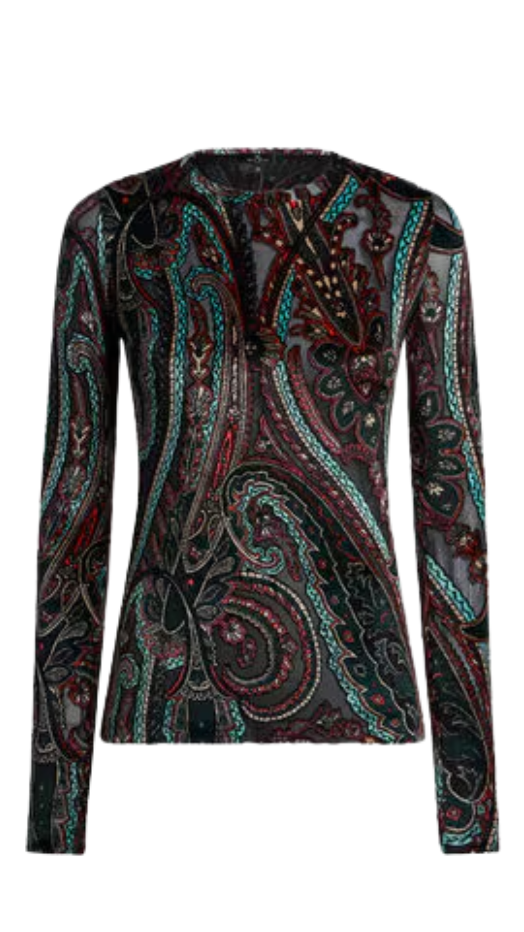 Chenille Jacquard Sweater with Paisley Motif