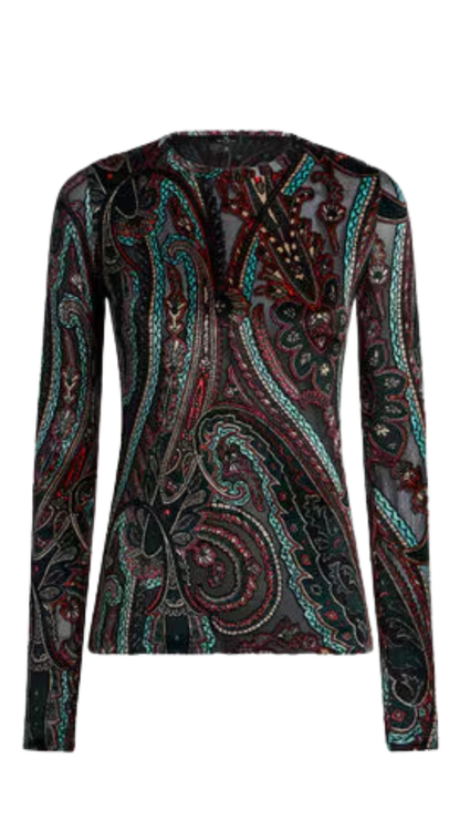 Chenille Jacquard Sweater with Paisley Motif