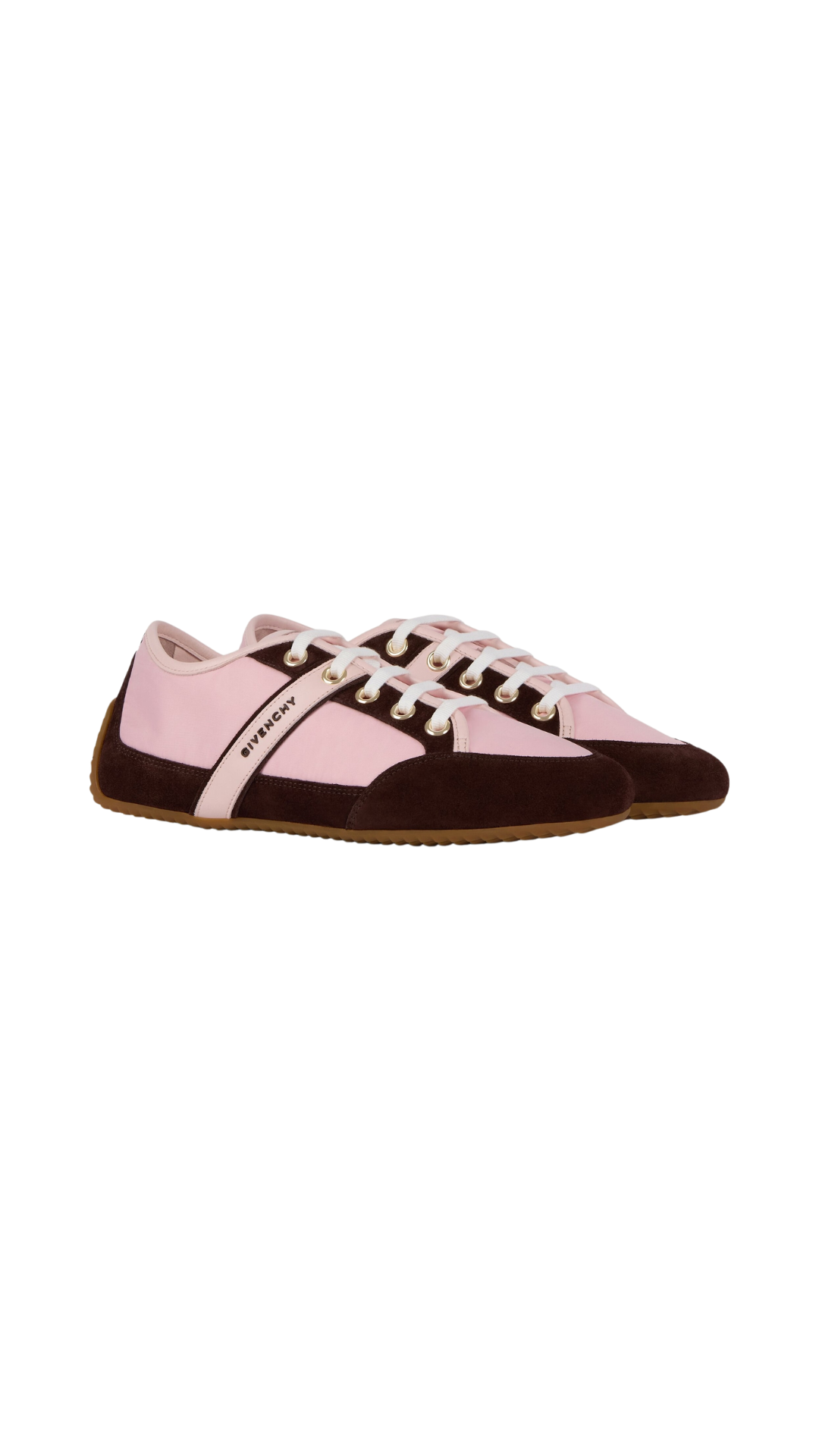 Slim Sneakers in Brown/Pink Nylon and Suede