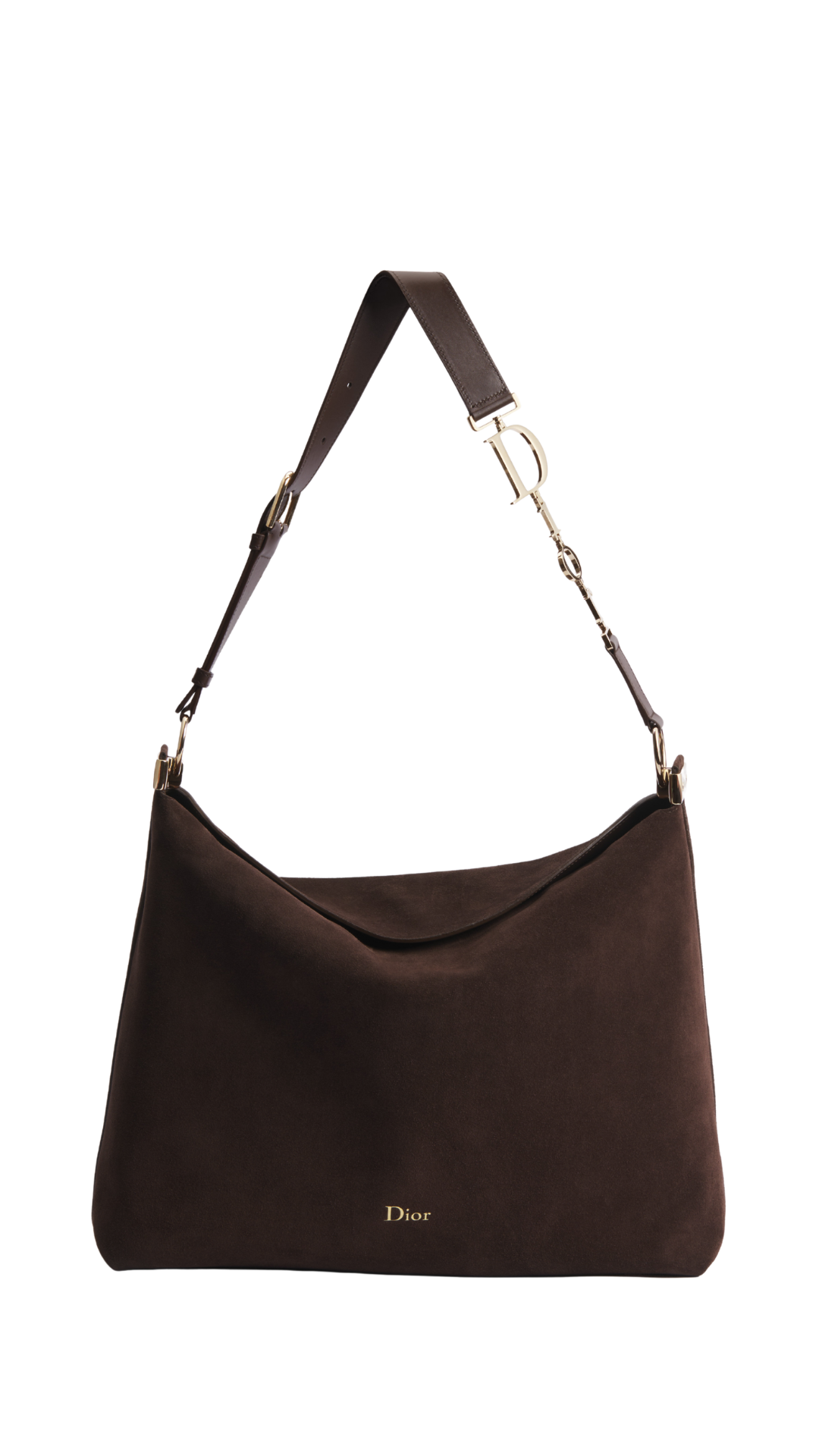 Large Diorly Bag in Chocolate Suede Calfskin