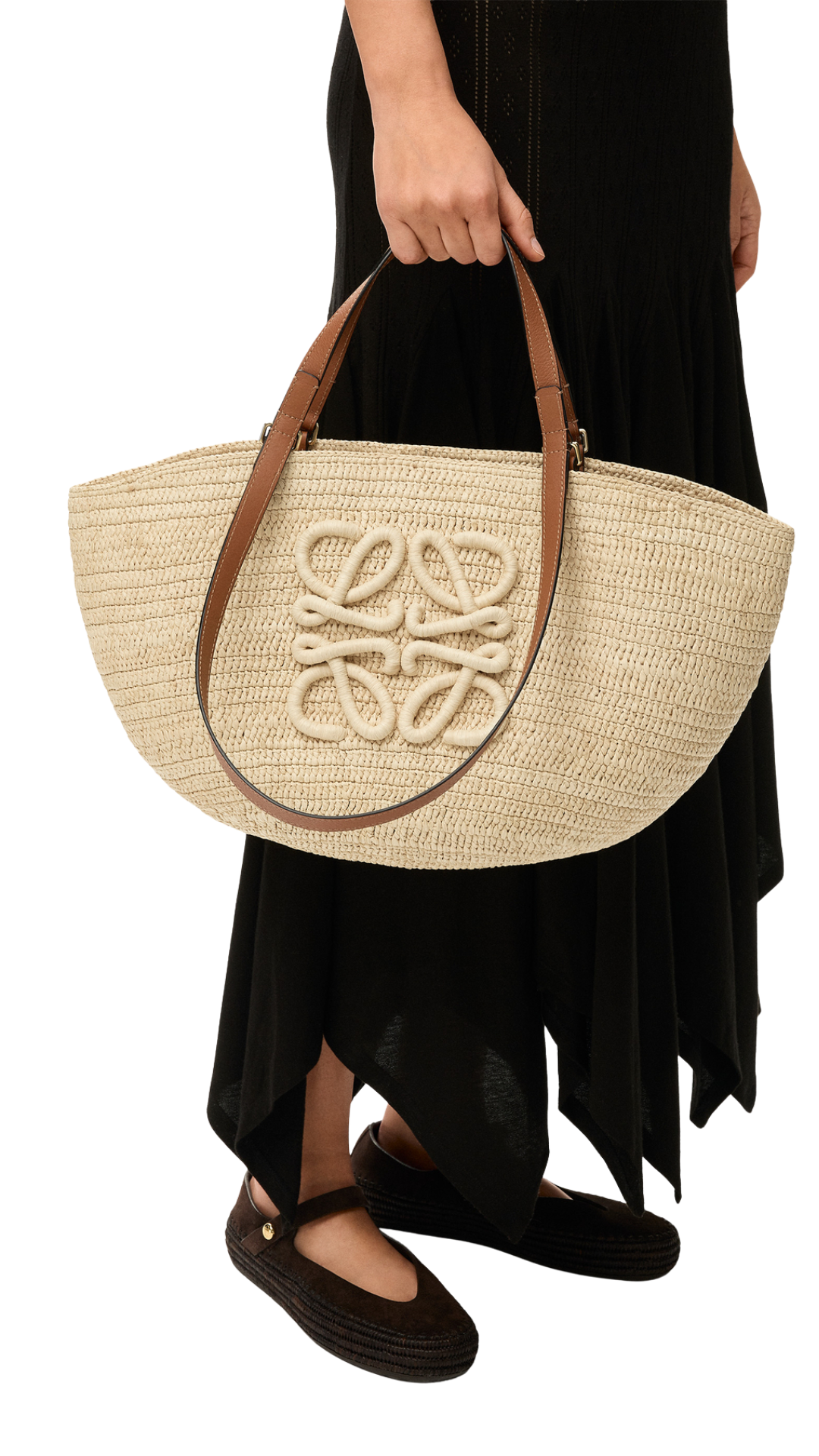 Medium Eclipse Basket In Raffia And Calfskin Natural/Tan