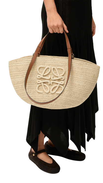 Medium Eclipse Basket In Raffia And Calfskin Natural/Tan