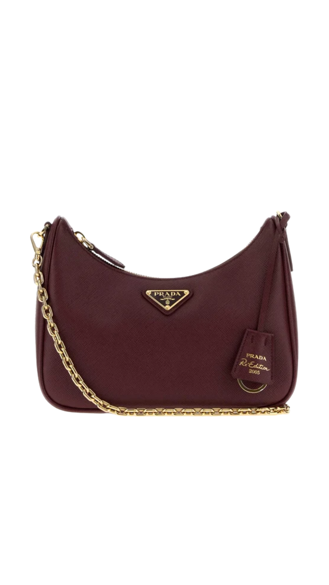 Re-Edition 2005 Saffiano Leather Bag in Burgundy