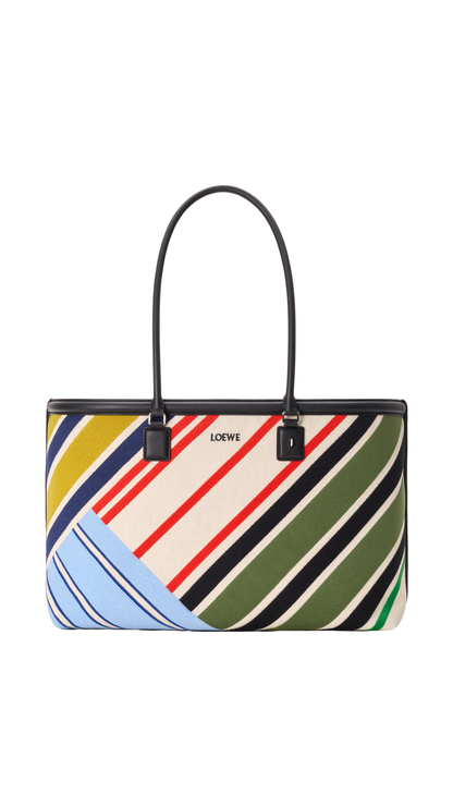 Large Verano Tote in Ecru/Multicolor Embroidered Canvas