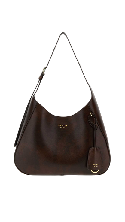 Aimée Medium Leather Shoulder Bag in Cocoa Brown