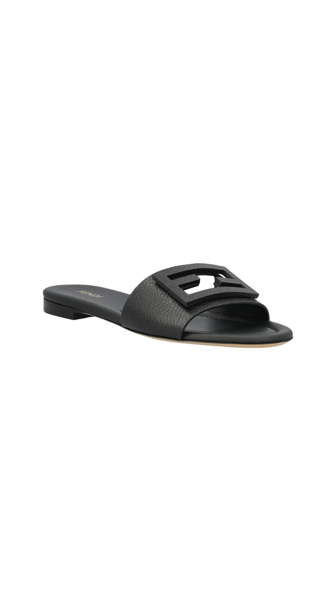 Tube Black Leather Slides