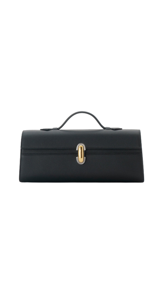 Slim Symmetry Pochette in Black Grained Leather