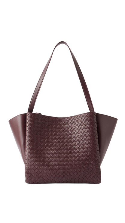 Corso in Burgundy  Intrecciato Leather Tote Bag