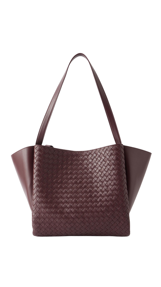 Corso in Burgundy  Intrecciato Leather Tote Bag