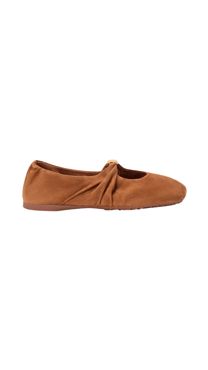 Pebble Soft Ballerina in Tan Suede Goatskin
