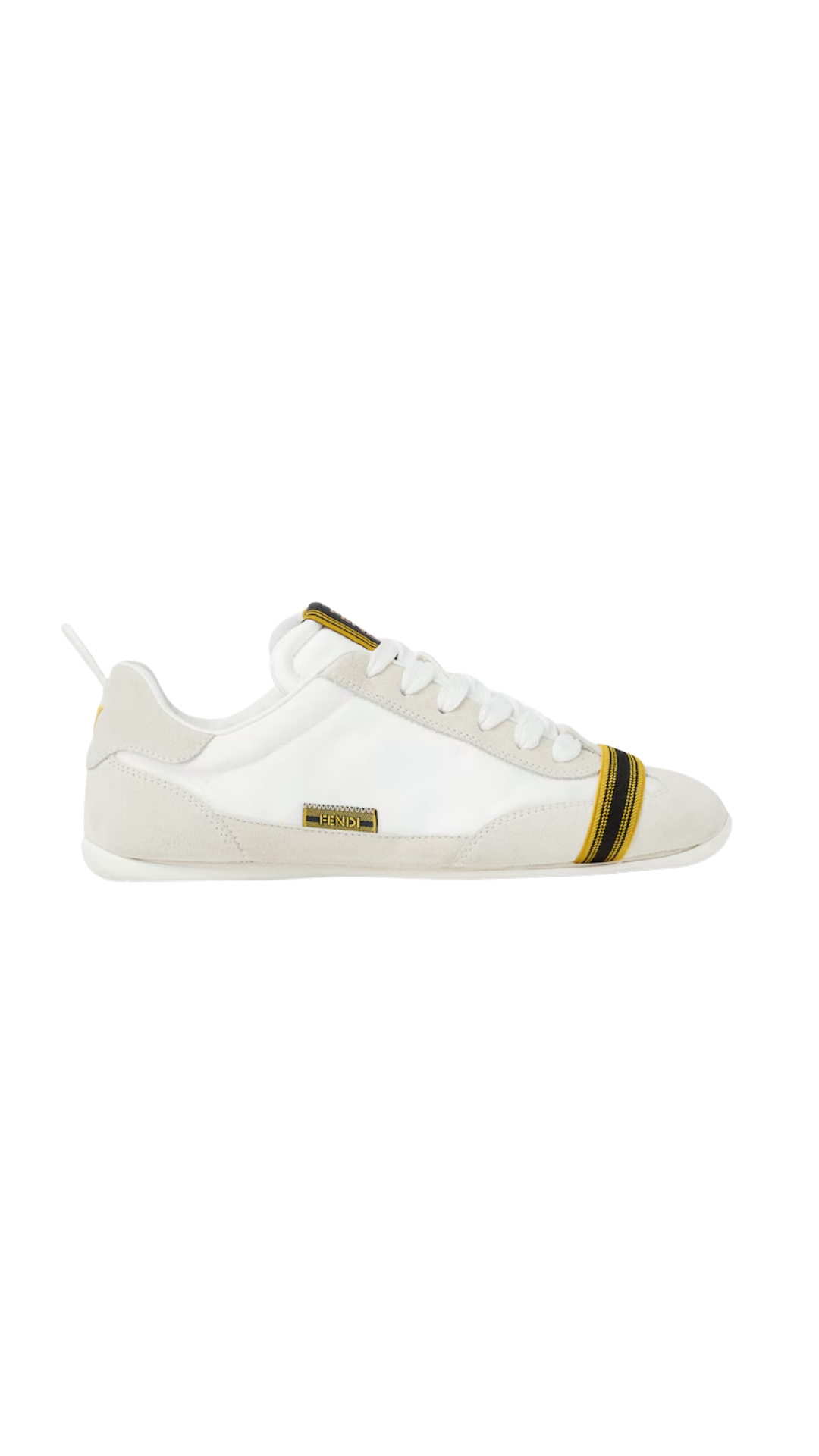 White Suede and Fabric Low Tops in White