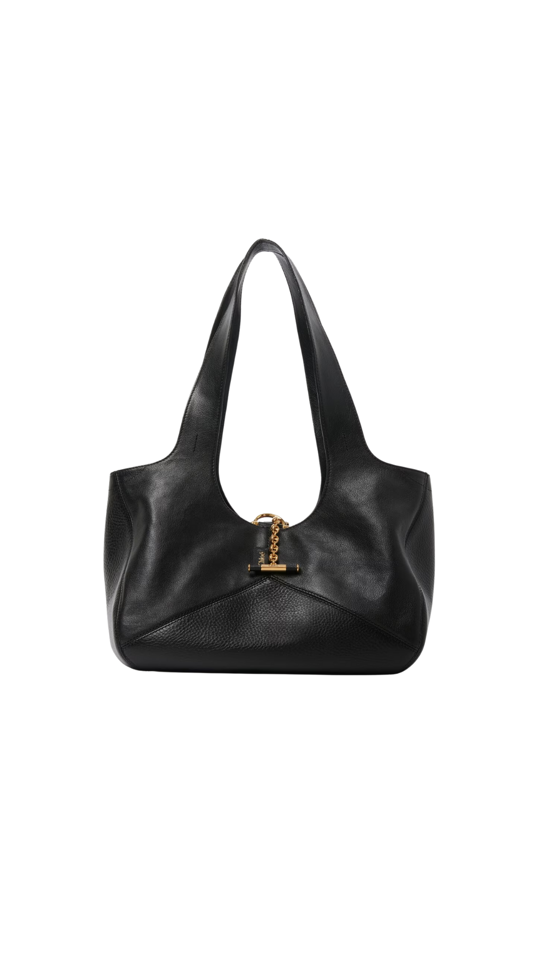 Chloé Balloon East-West Tote Bag In Black Grained Leather