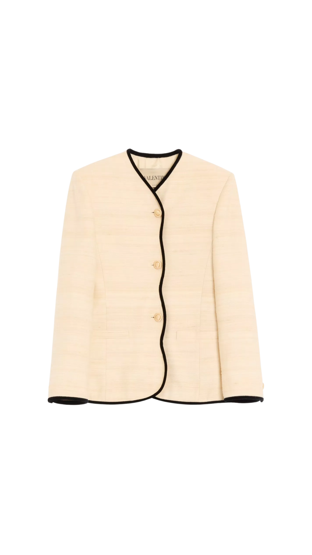 Jacket In Latte/Black Silk Linen Canvas