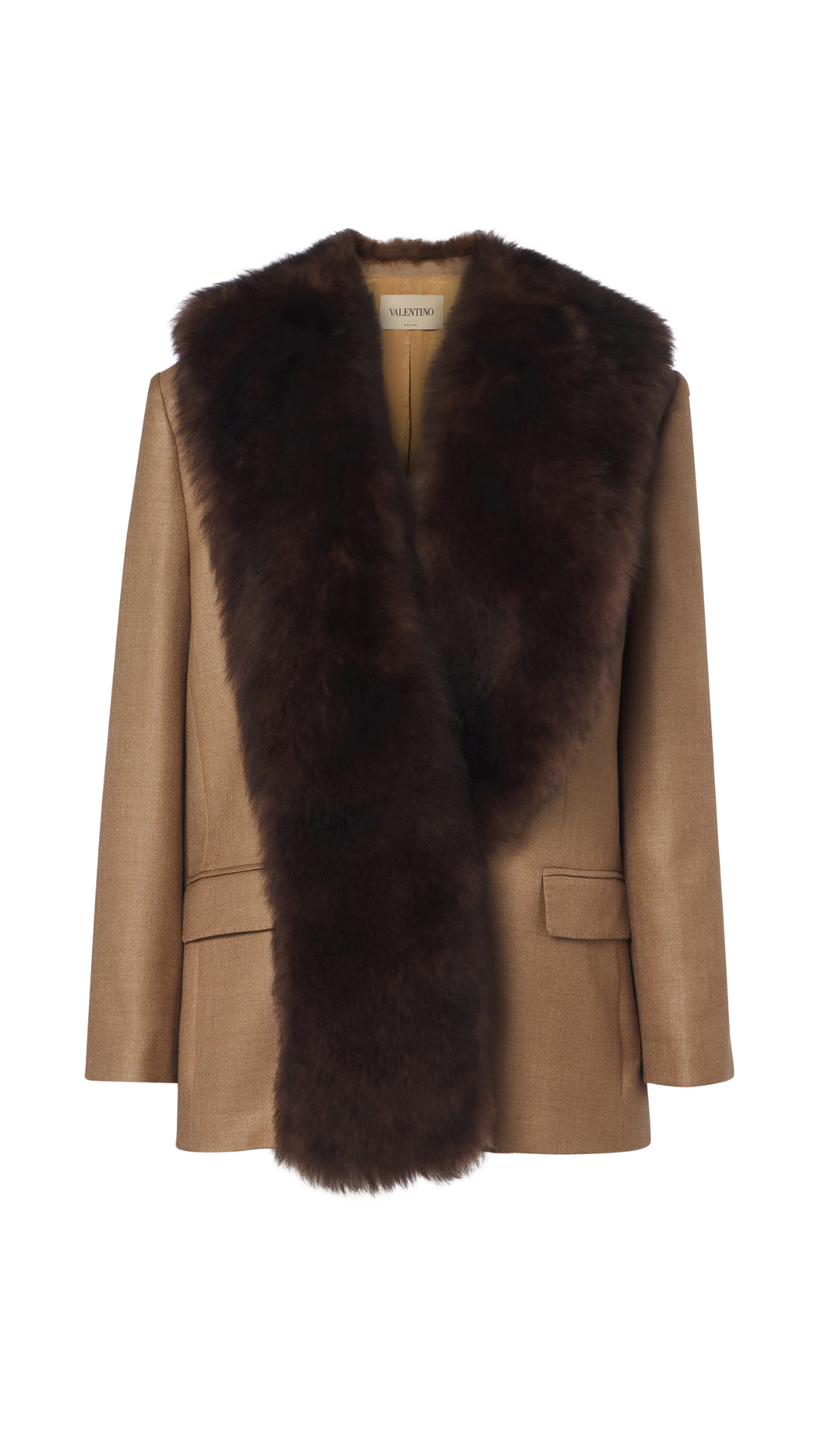 Shearling-trimmed silk and wool jacket