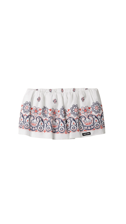 Slubbed Poplin Skirt with Bandana Print