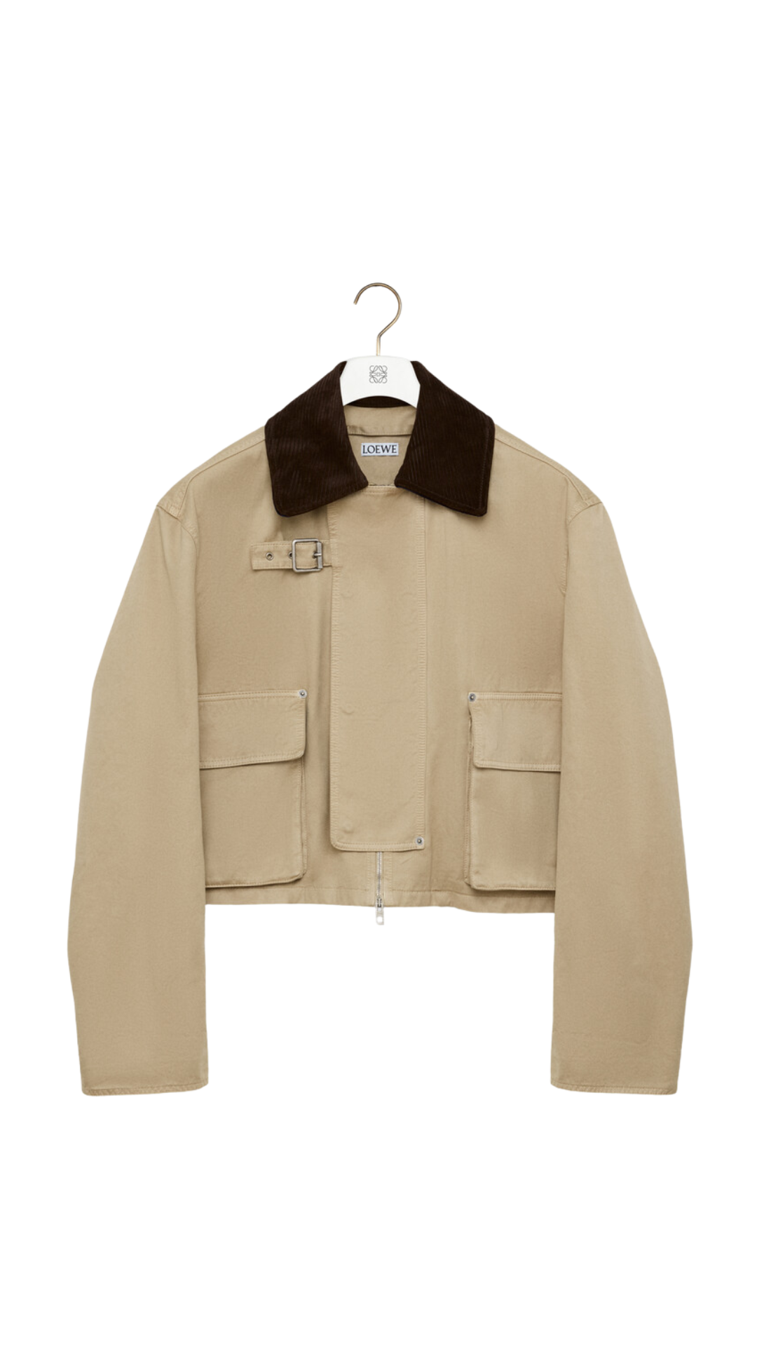 Short Parka in Beige Cotton