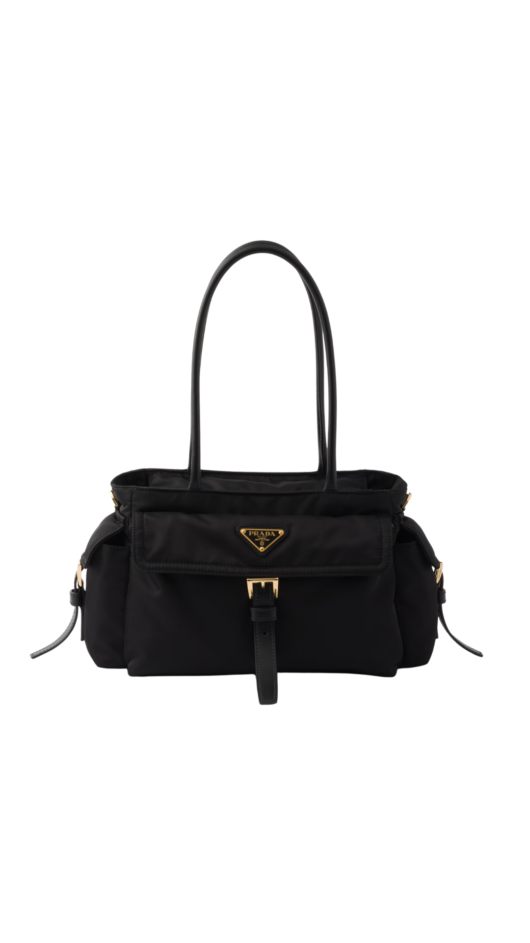 Explore Medium Re-Nylon and Leather Tote Bag in Black