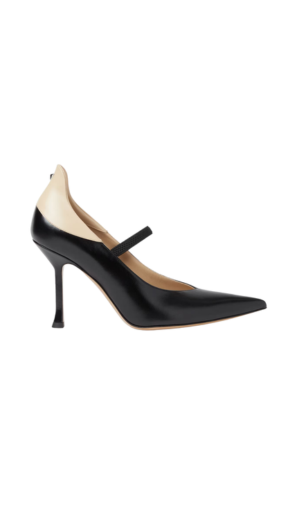 Fendi Nude Black and Beige Leather Court Shoes