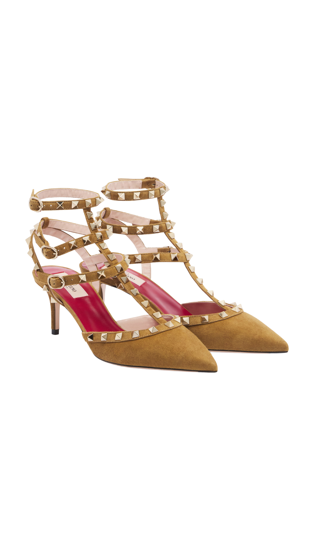 Rockstud Suede Pumps in Havana Beige