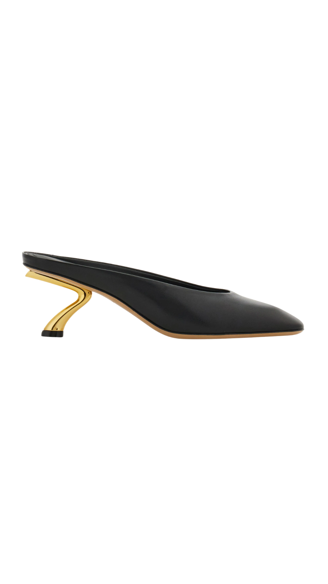 S-Shaped Heel Mules in Black