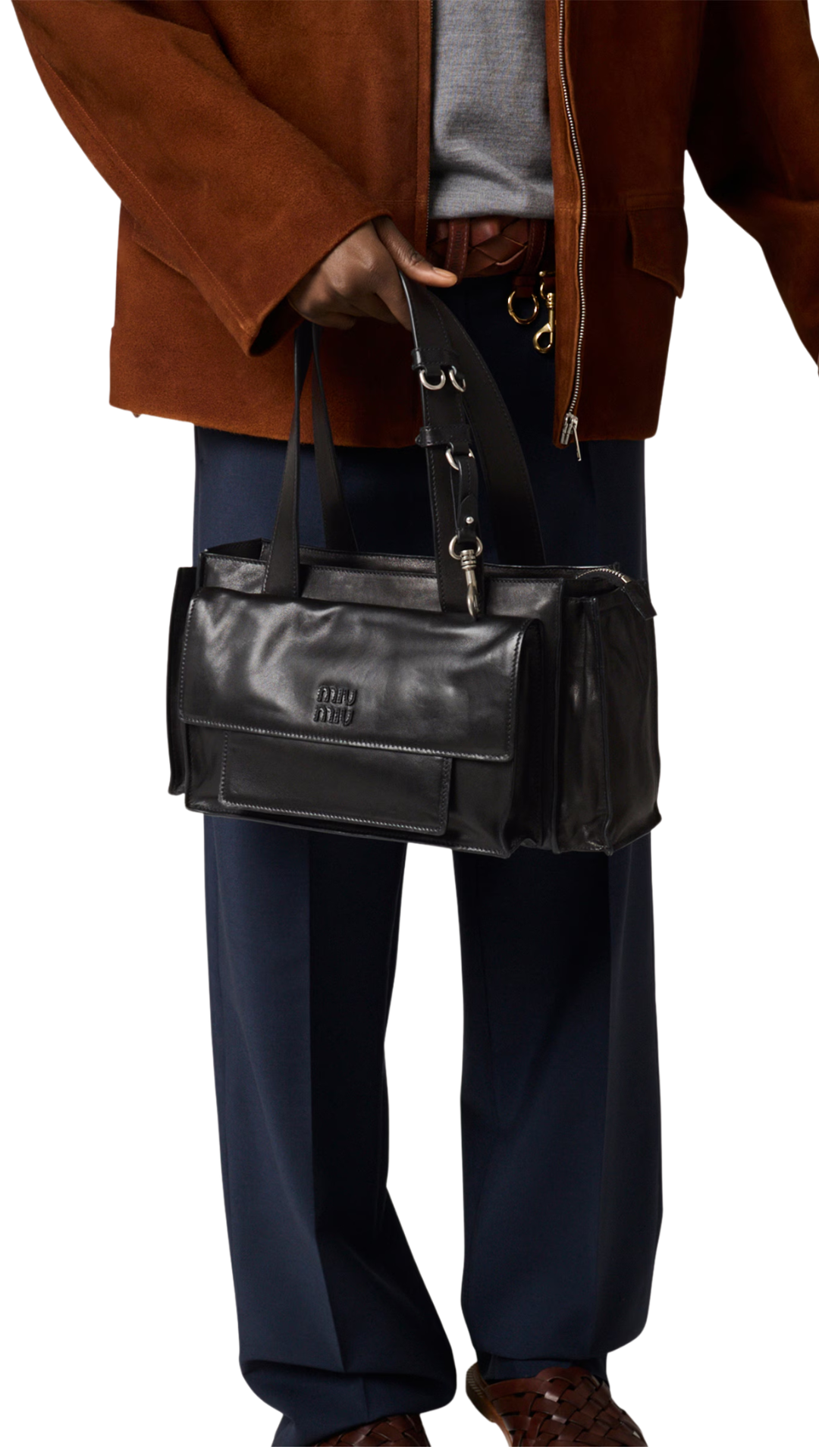 Utilitaire Nappa Leather Shopping Bag in Black