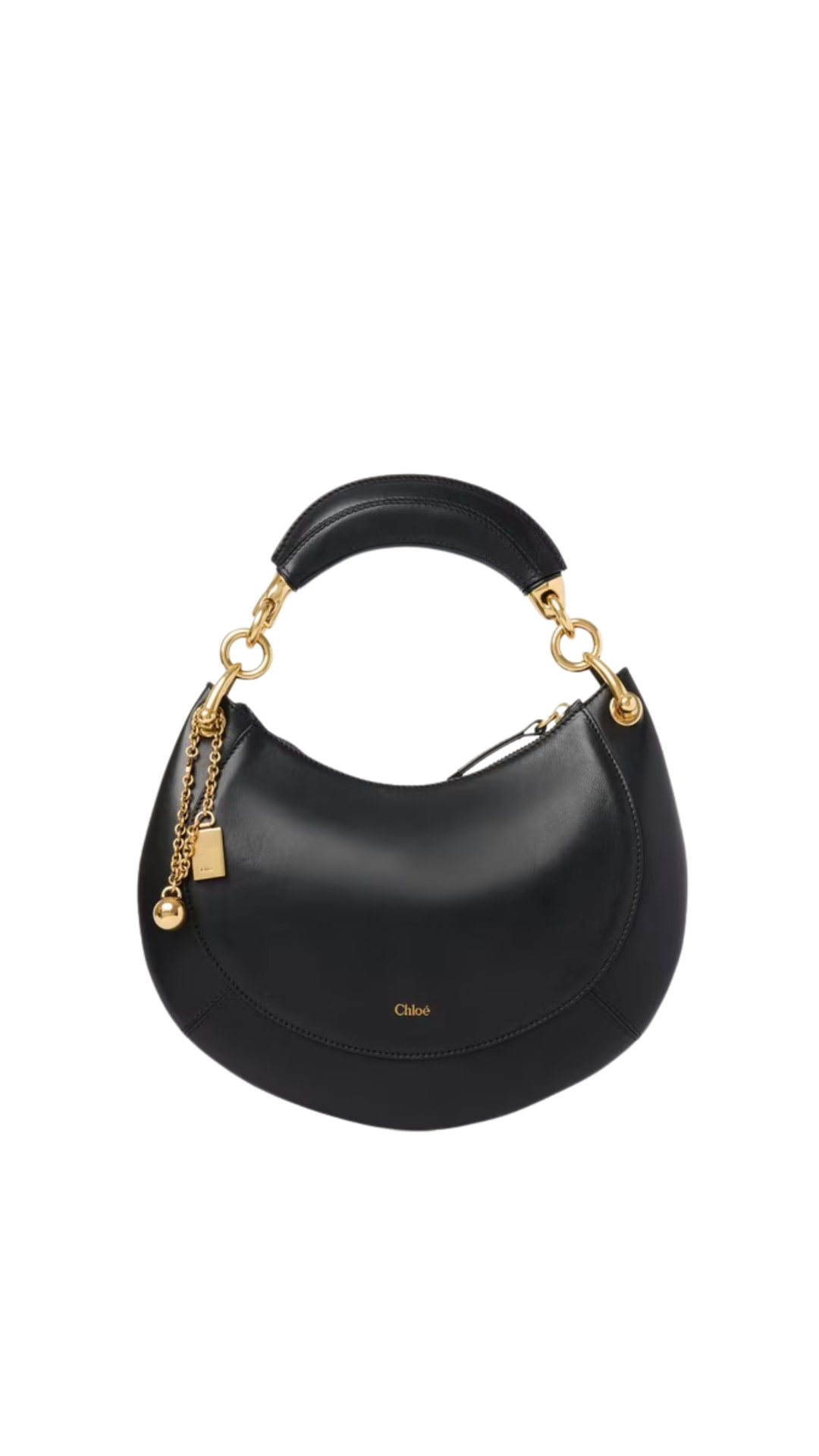 Small Chloé Banana Zipped Hobo in Black Soft Leather