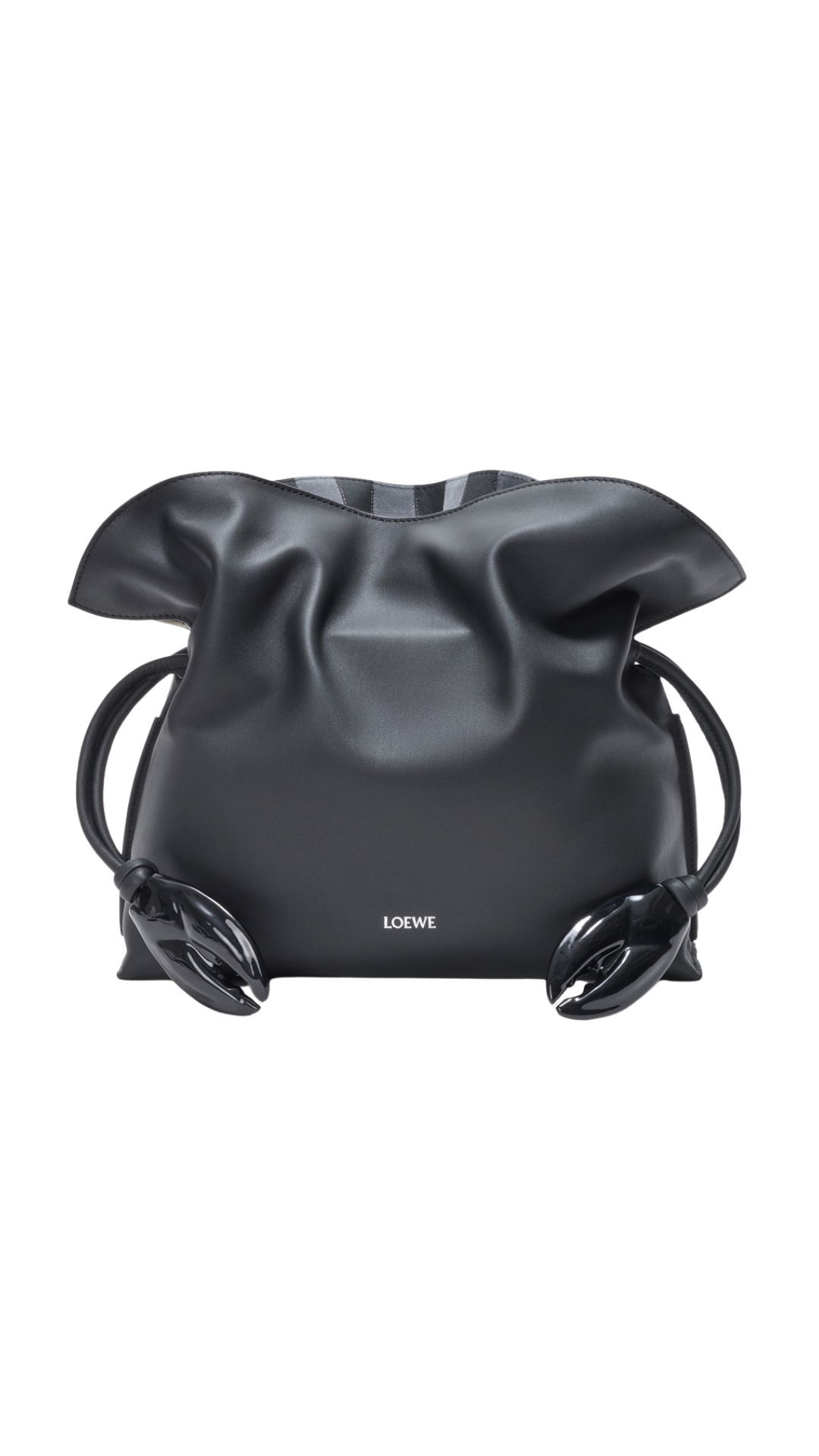 Medium Flamenco clutch in Black Nappa Calfskin and Check Intarsio