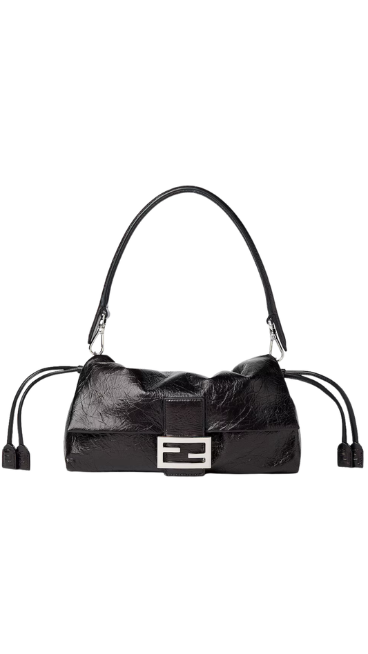Baguette® Soft Medium in Crackled Black Leather Bag