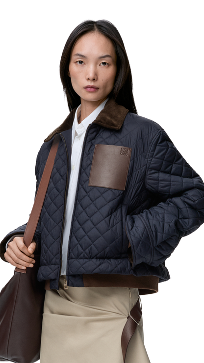 Short Jacket in Dark Navy Technical Fabric