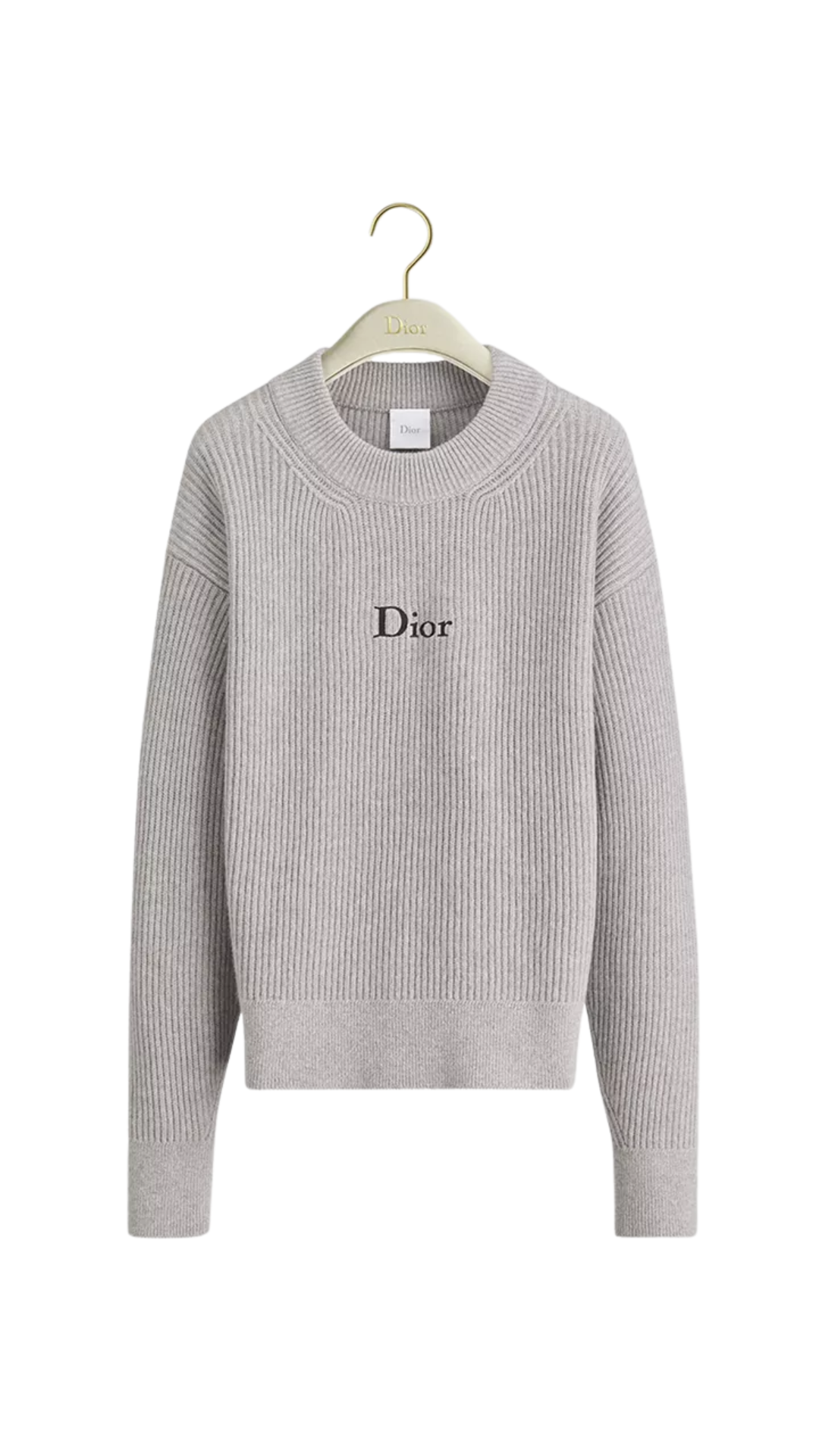 Oversized Sweater in Gray Wool and Cashmere Ribbed Knit