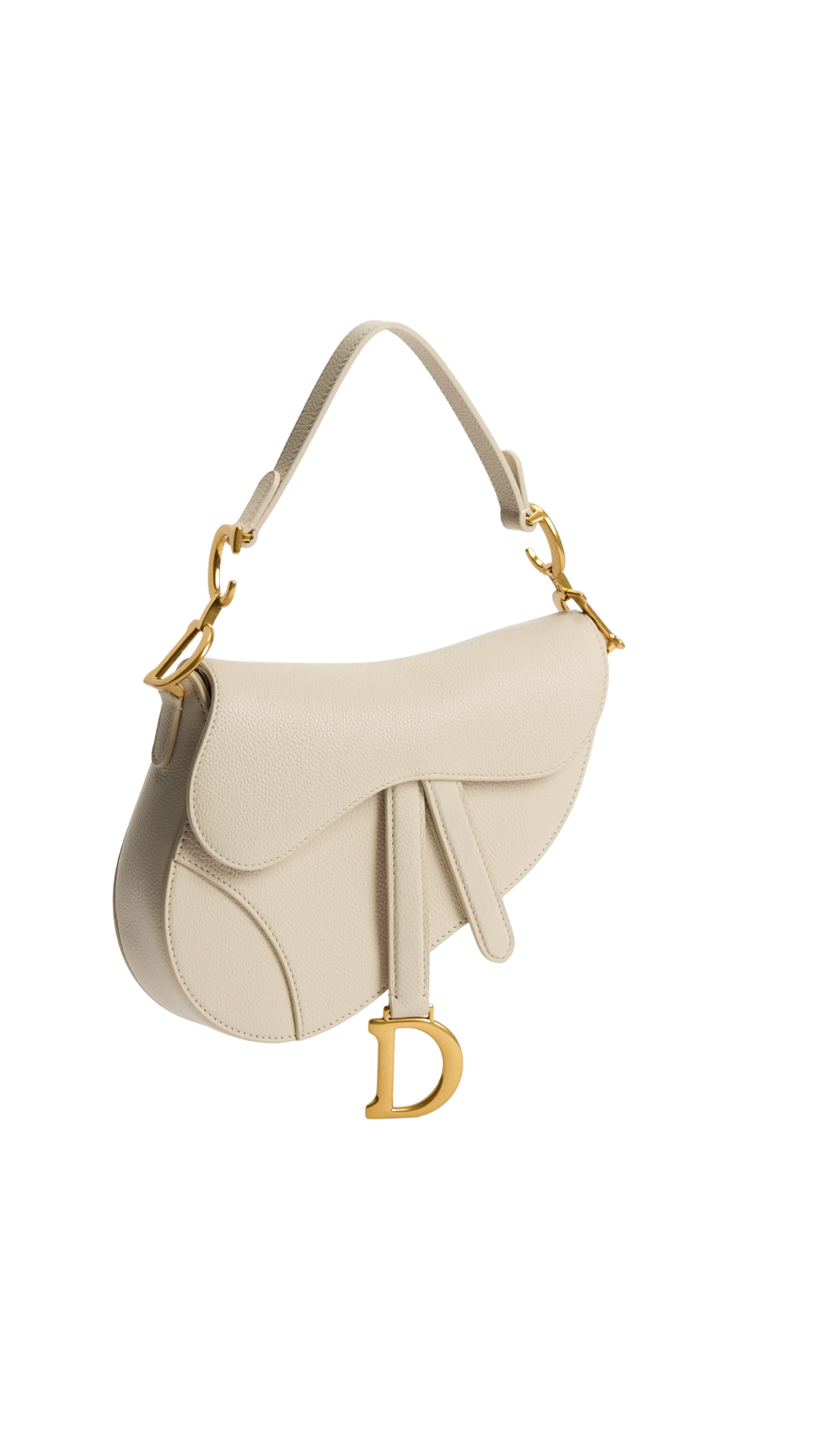 Small Saddle Bag with Strap in Craie Grained Calfskin