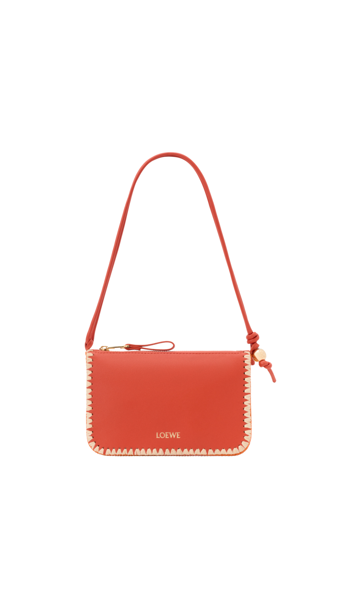 Rio Pouch in Classic Calfskin and Raffia in Deep Saffron
