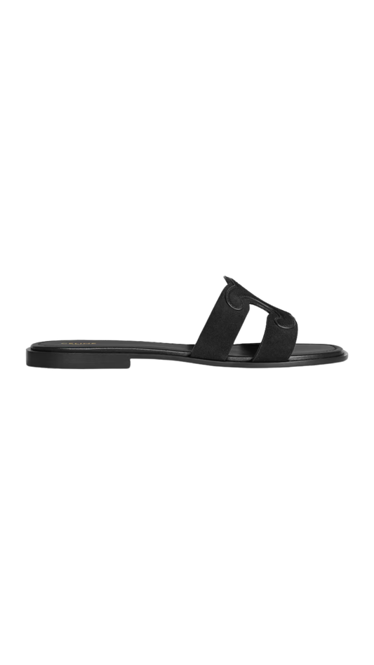 Marina Triomphe Mule in Black Suede Calfskin