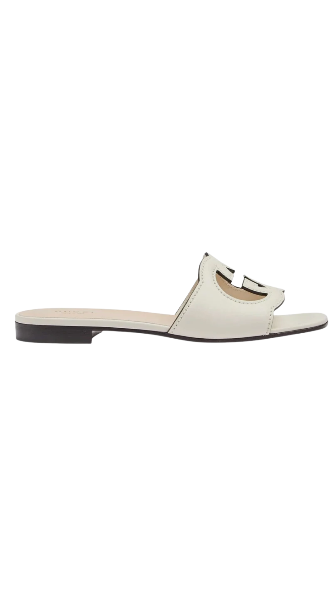 Slide Sandal with Interlocking G in White