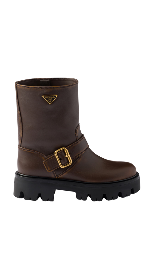 Leather Booties in Cocoa Brown