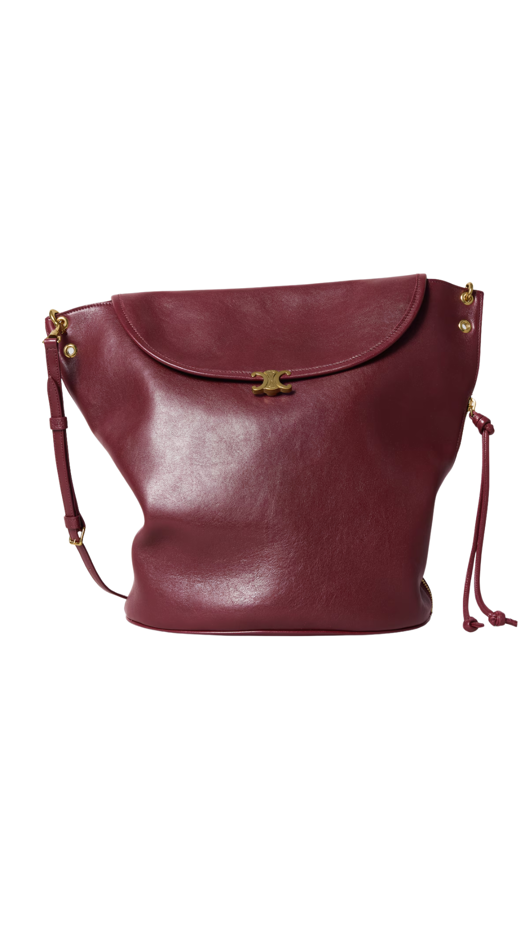 Soft Triomphe Bucket in Syrah Shiny Lambskin