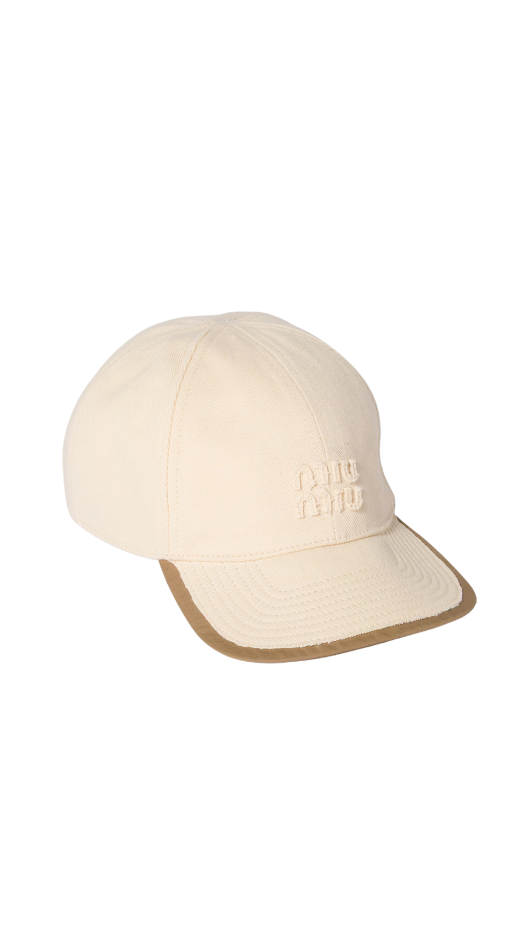 Drill and Poplin Baseball Cap in Ecru/Cork
