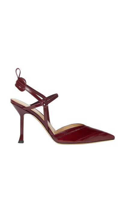 Very Colibrì in Burgundy Hagfish Leather High-Heeled Slingbacks