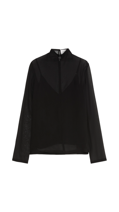Silk Blouse with Camisole - Black