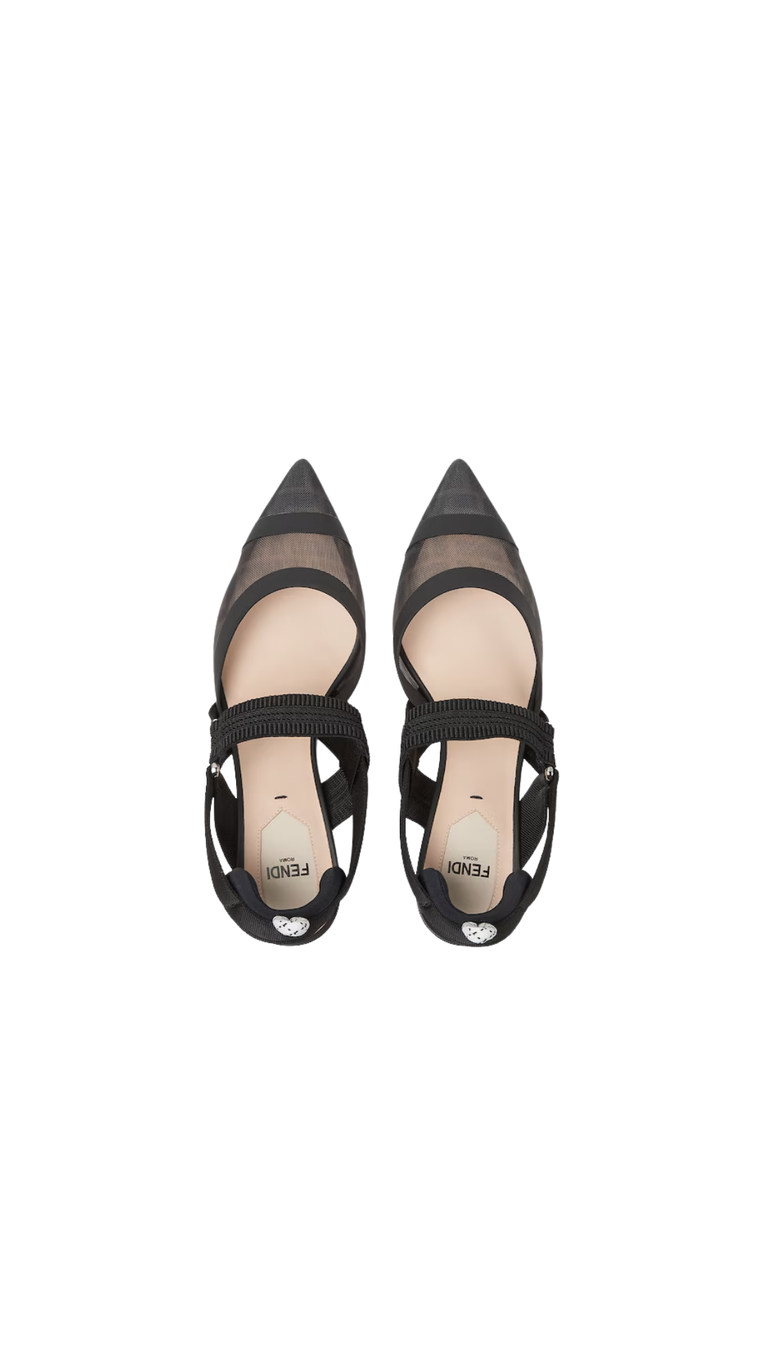 Colibrì in Black Leather and Mesh Slingbacks with Medium Heel