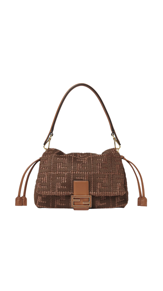 Mamma Baguette Medium in Brown Raffia-Effect