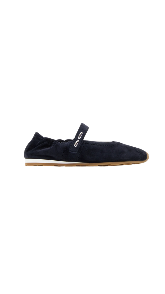 Plume in Navy Suede Ballerinas