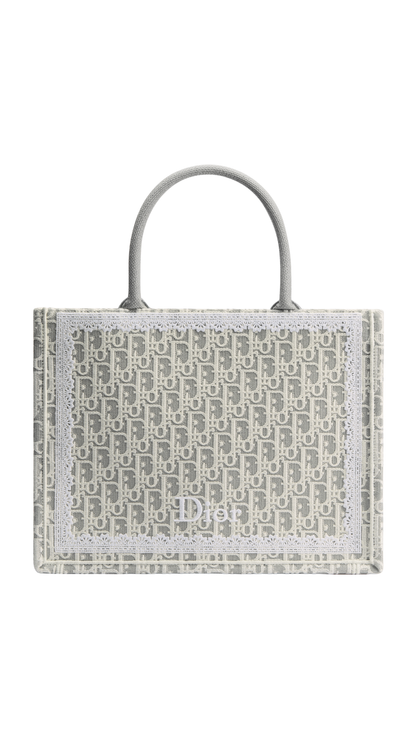 Medium Dior Book Tote with Strap in Latte and Gray