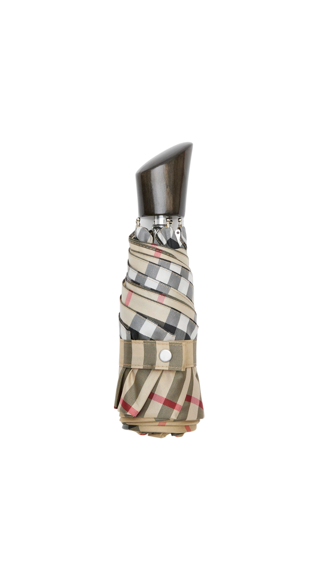 Check Folding Umbrella in Sand Beige