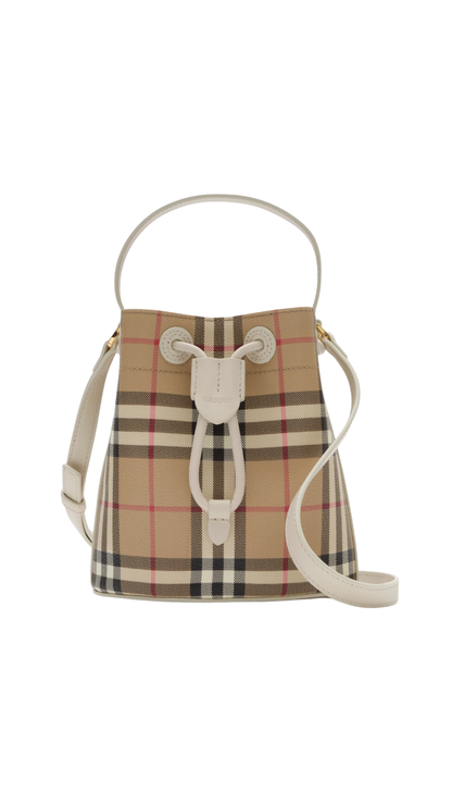 Mini Check Bucket Bag in Archive Beige/Soap Beige