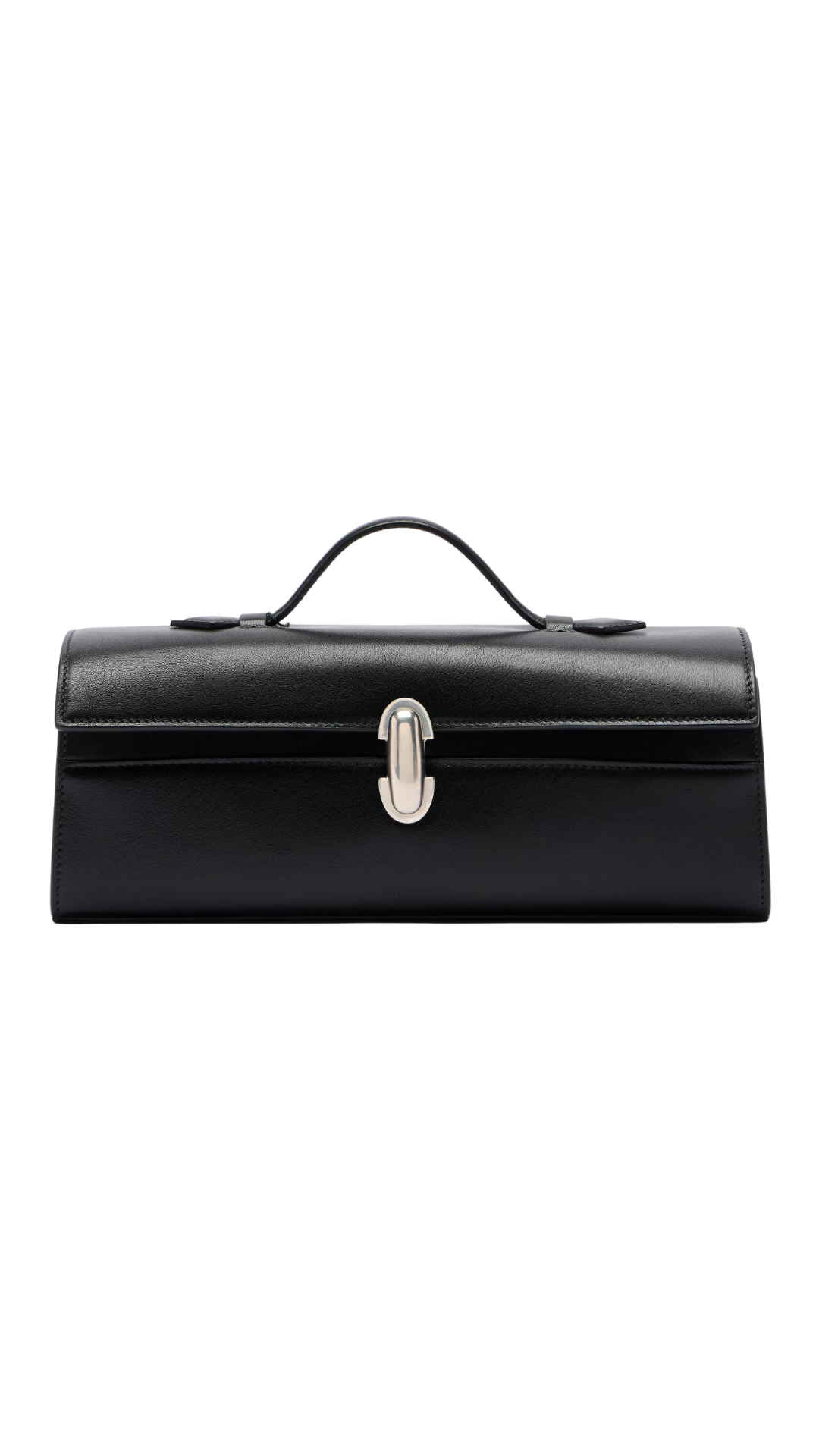 Symmetry Slim Leather Top Handle Bag in Black