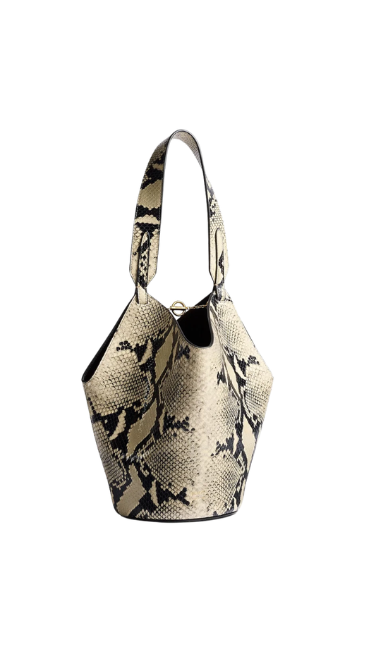 Mini Lotus Tote in Natural Python-Embossed Leather